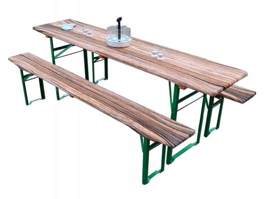 Bierzeltgarnitur Hussen in Holzoptik