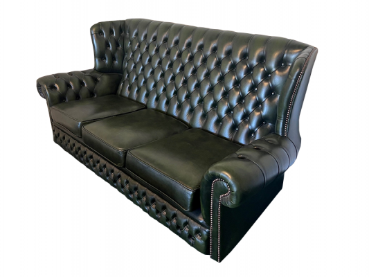 ORIGINAL 3ER-CHESTERFIELD COUCH GRÜN