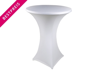 BESTPREIS: STEHTISCH INDOOR INKLUSIVE STRETCHHUSSE WEISS